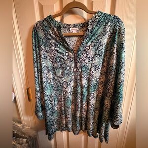 Westport Teal and Navy Floral Blouse